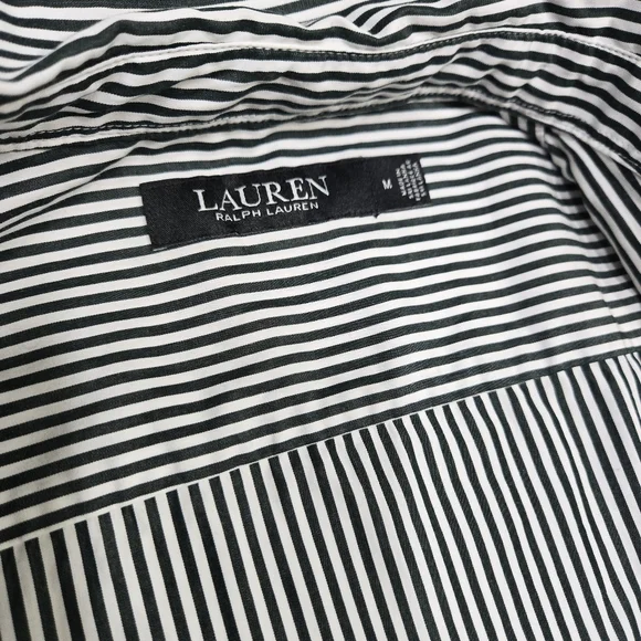 Lauren Ralph Lauren Black Label Career Black & White Striped Shirt Women’s Sz M - Picture 4 of 14